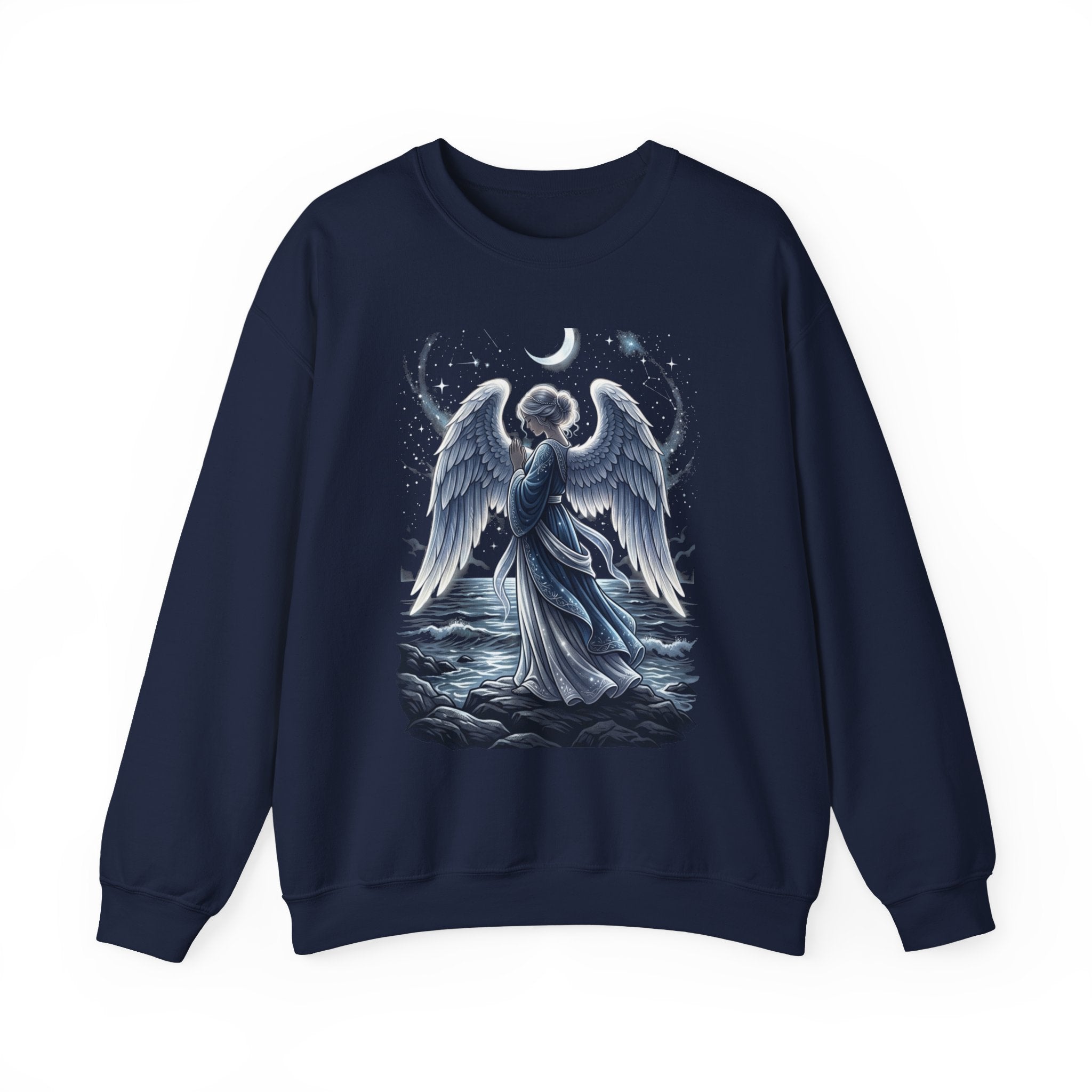 Angel Wings Crewneck Sweatshirt — Moonlit Guardian Graphic