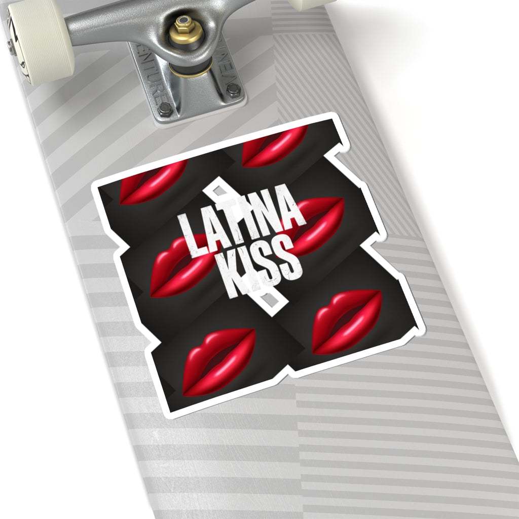 Latina Kiss Sticker — Red Lip Graphic Kiss-Cut Sticker