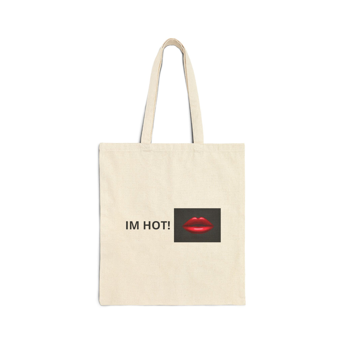 Cotton Tote Bag — "I'M HOT!" Red Lips Graphic Canvas Shopper