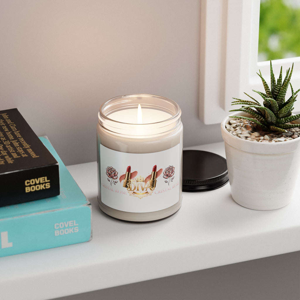 Scented Soy Candle — 'Love' Lipstick & Rose Fragrance, 9oz