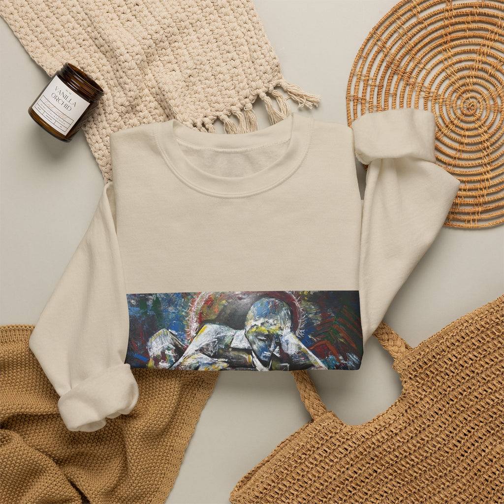 Abstract Thinkers Crewneck Sweatshirt — Reflective Conversation Art