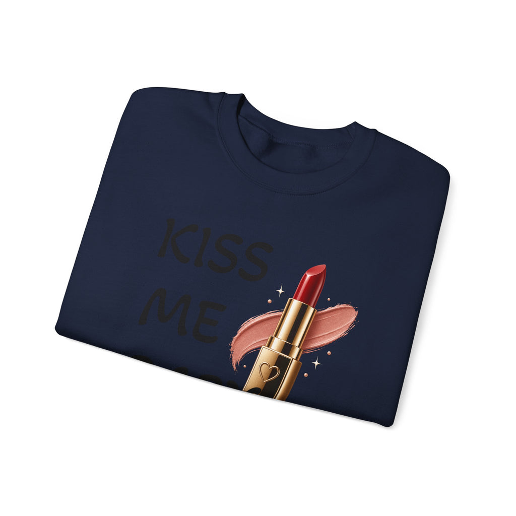 Kiss Me Baby Lipstick Crewneck Sweatshirt — Romantic Valentine’s Graphic Pullover