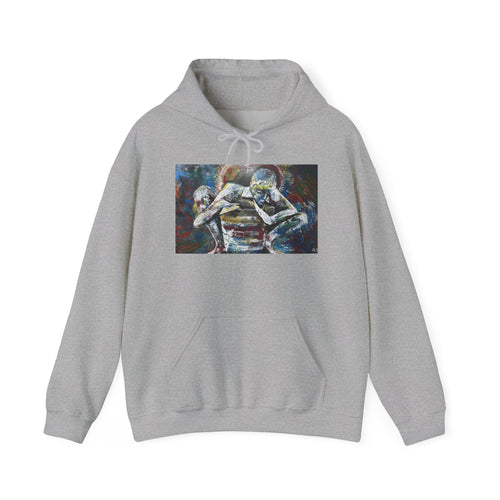 Abstract Wrestlers Hoodie — Artistic Sports Painting Pullover