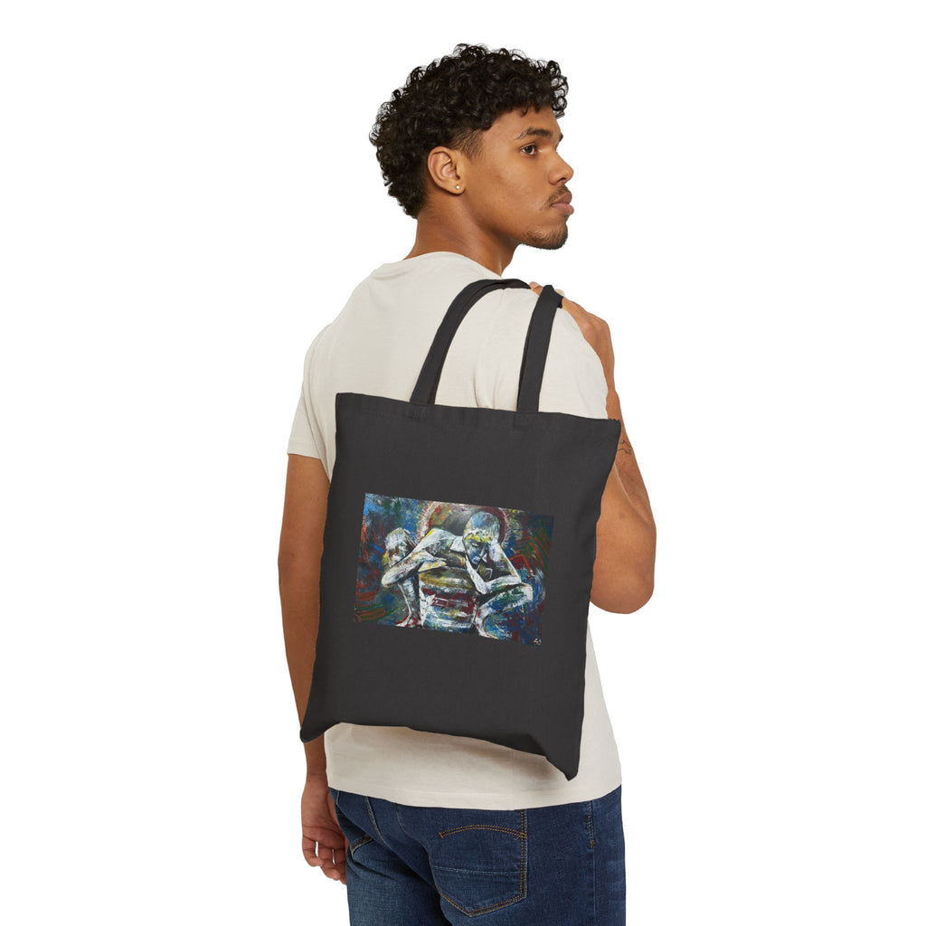 Canvas Tote Bag — Colorful Abstract Wrestling Art Print Tote