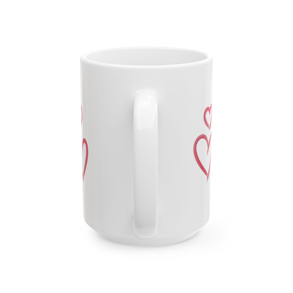 Red Heart Pattern Ceramic Mug