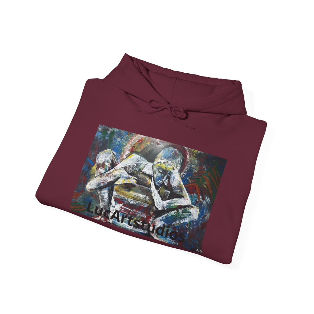 Artistic Embrace Hoodie — Abstract Couple Painting Sweatshirt