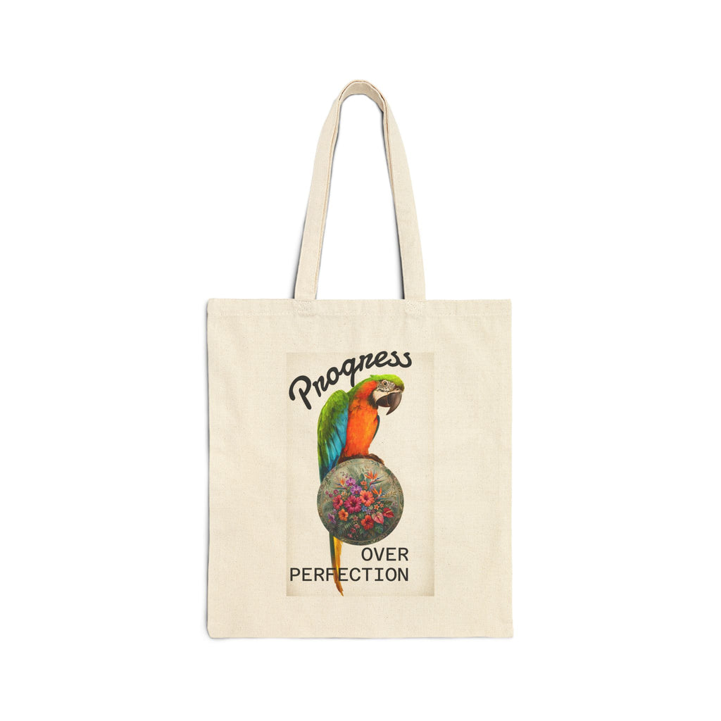 Progress Over Perfection Parrot Tote Bag