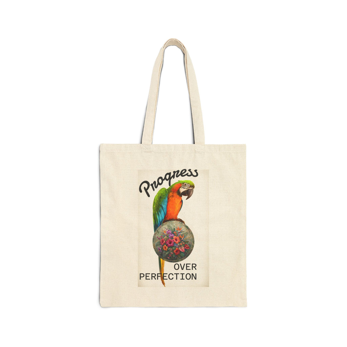 Progress Over Perfection Parrot Tote Bag