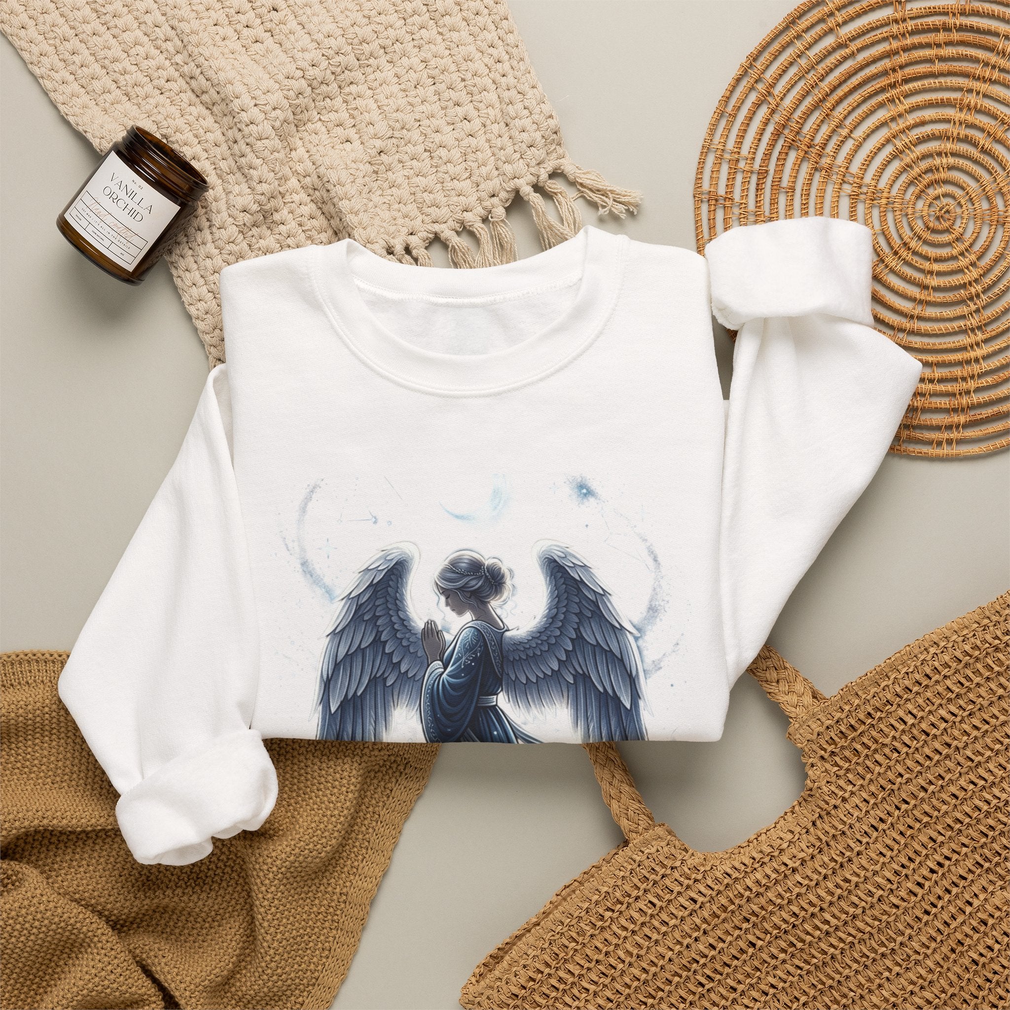 Angel Wings Crewneck Sweatshirt — Moonlit Guardian Graphic