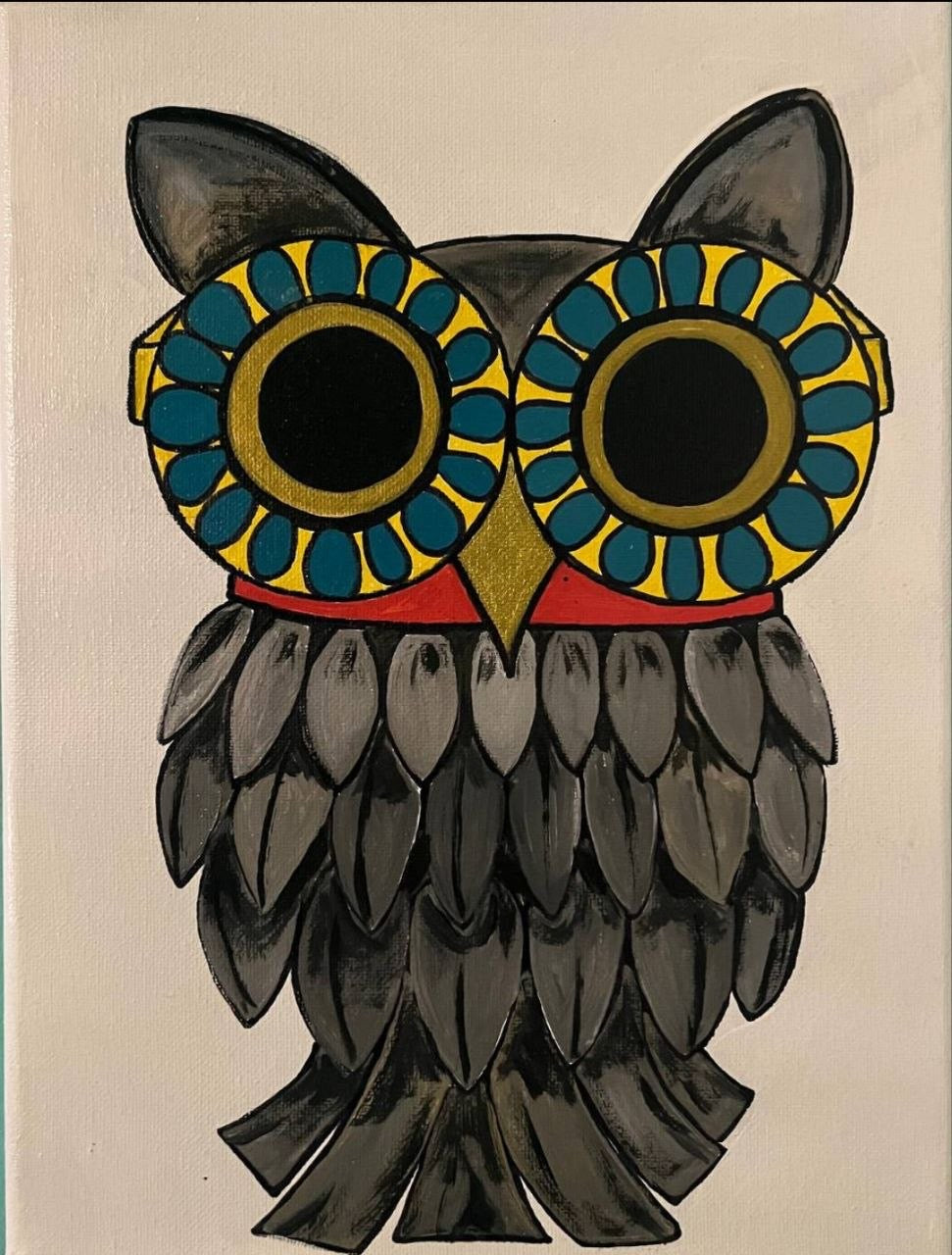 Fashion Owls – Original Hand-Painted Owl Art | Bold Mandala Eye Paintings