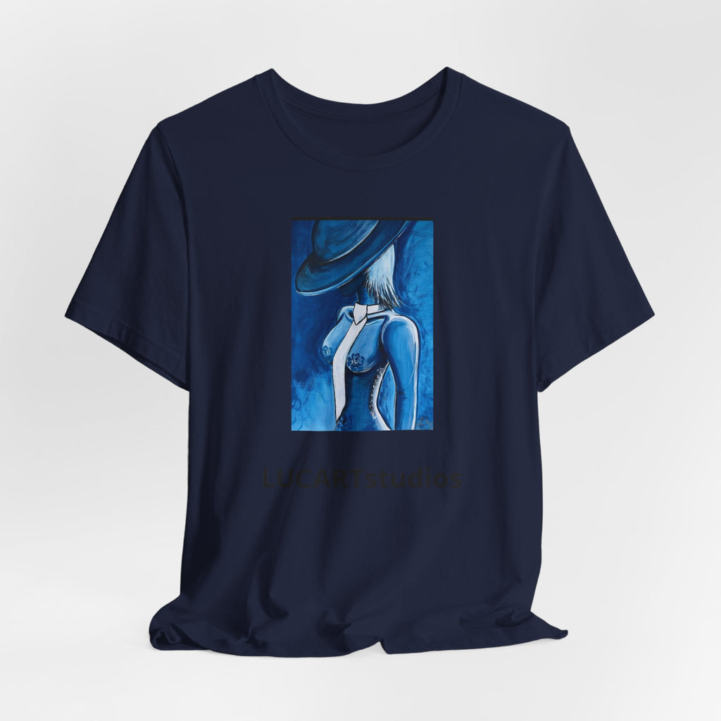 Blue Muse Art Tee — LUCARTstudios Woman in Hat Graphic T-Shirt