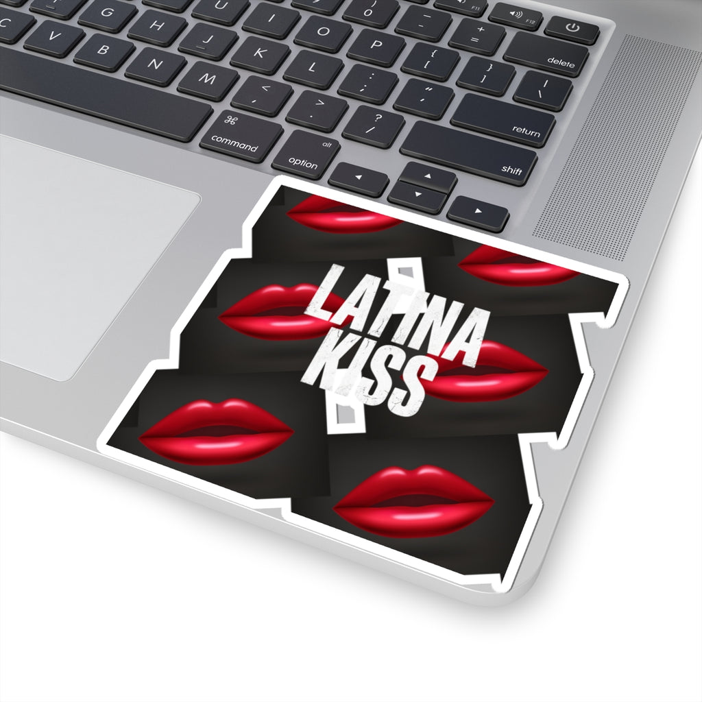 Latina Kiss Sticker — Red Lip Graphic Kiss-Cut Sticker