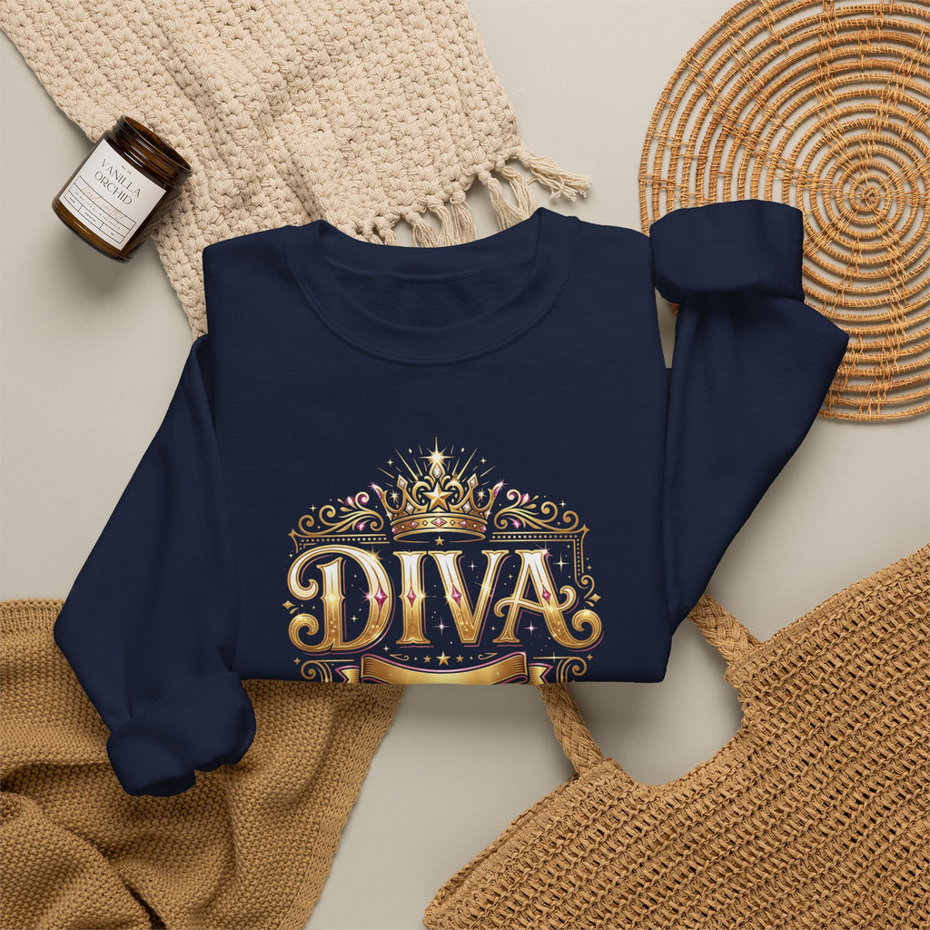 Diva Crown Sweatshirt — Gold Foil ‘DIVA’ Graphic Crewneck