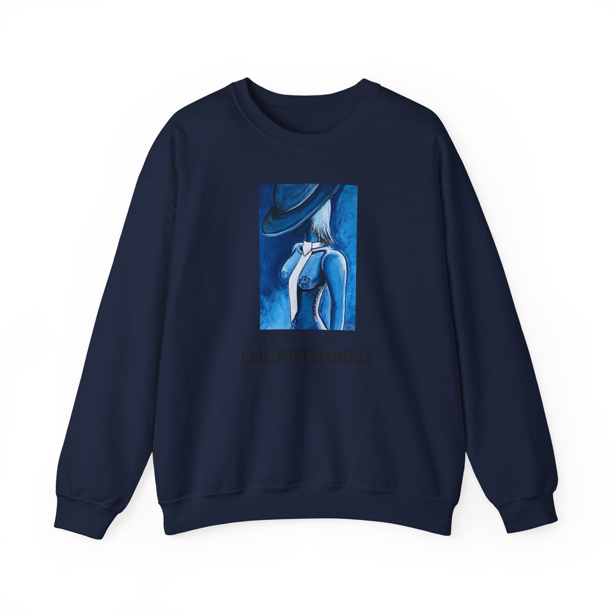 Crewneck Sweatshirt — Blue Abstract Woman Art (LUCARTstudios)