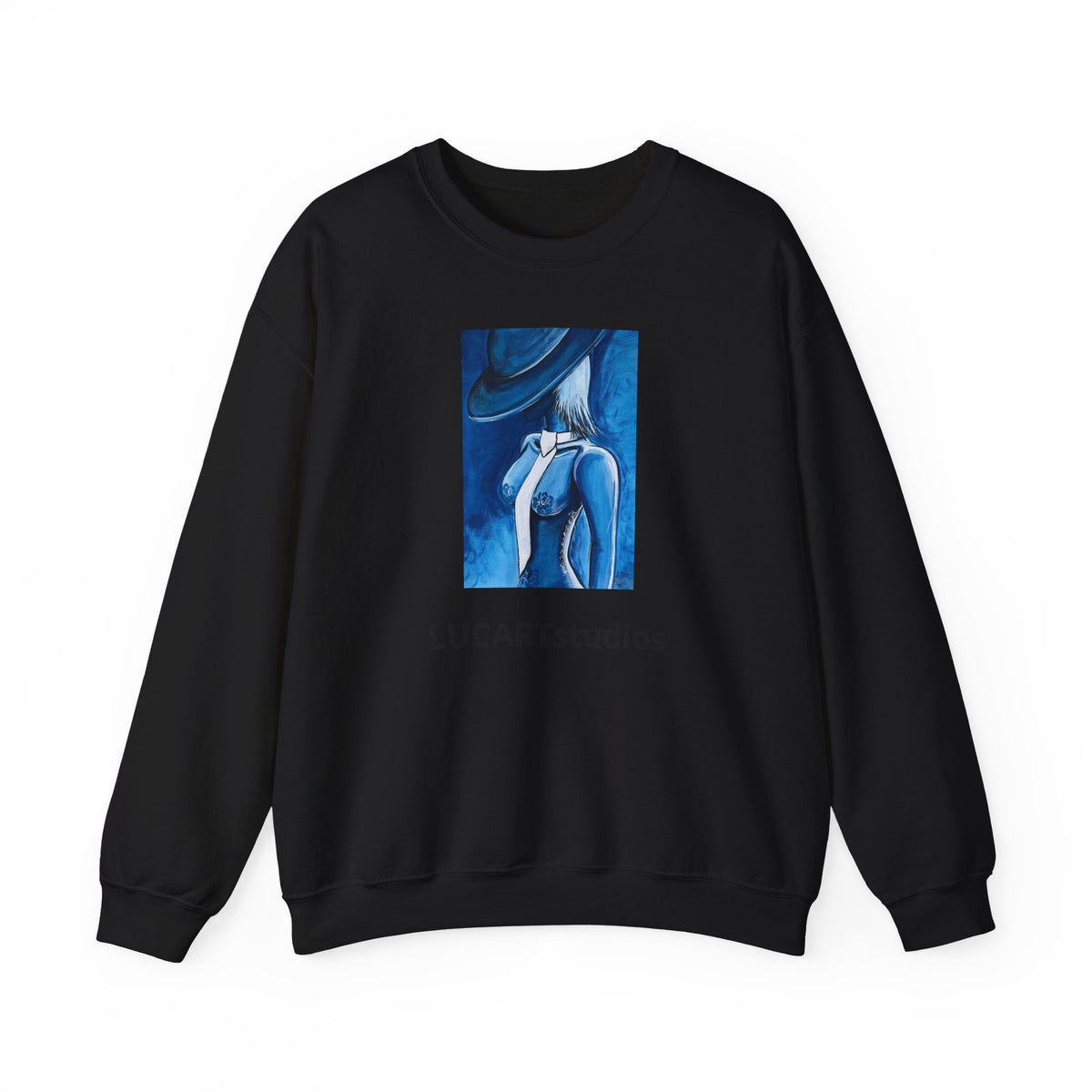 Crewneck Sweatshirt — Blue Abstract Woman Art (LUCARTstudios)