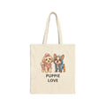 Puppie Love Tote Bag — Cute Puppy Canvas Grocery & Gift Tote