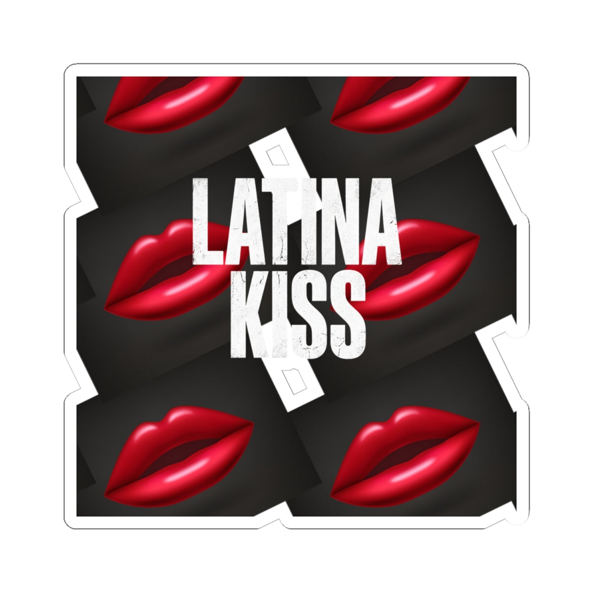 Latina Kiss Sticker — Red Lip Graphic Kiss-Cut Sticker