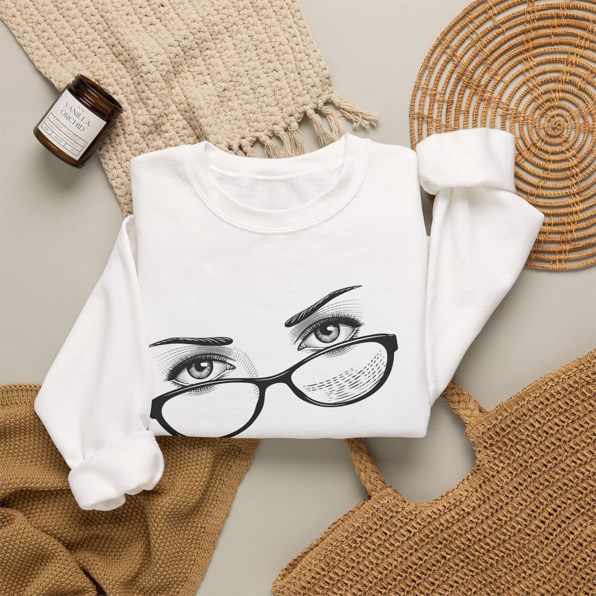 Crewneck Sweatshirt — ‘Stop Staring’ Eyeglasses Graphic