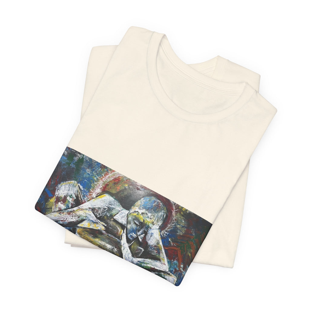 Abstract Emotive Art T-Shirt — Contemplative Figures Painting Tee