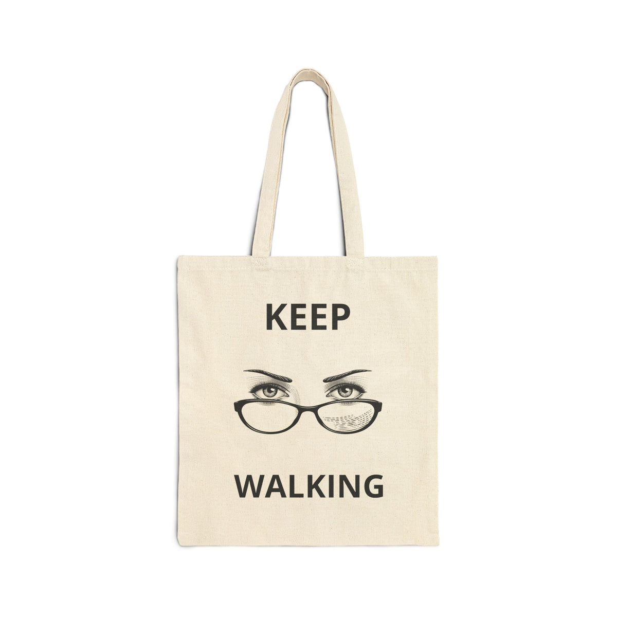 Keep Walking Canvas Tote Bag — Minimalist Glasses & Eyes Eco Shopper