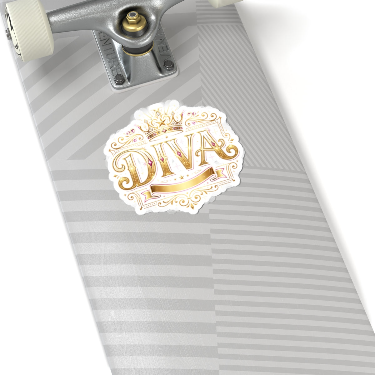 Diva Gold Crown Kiss-Cut Sticker — Glamorous Metallic Script Decal for Laptops, Journals & Gifts