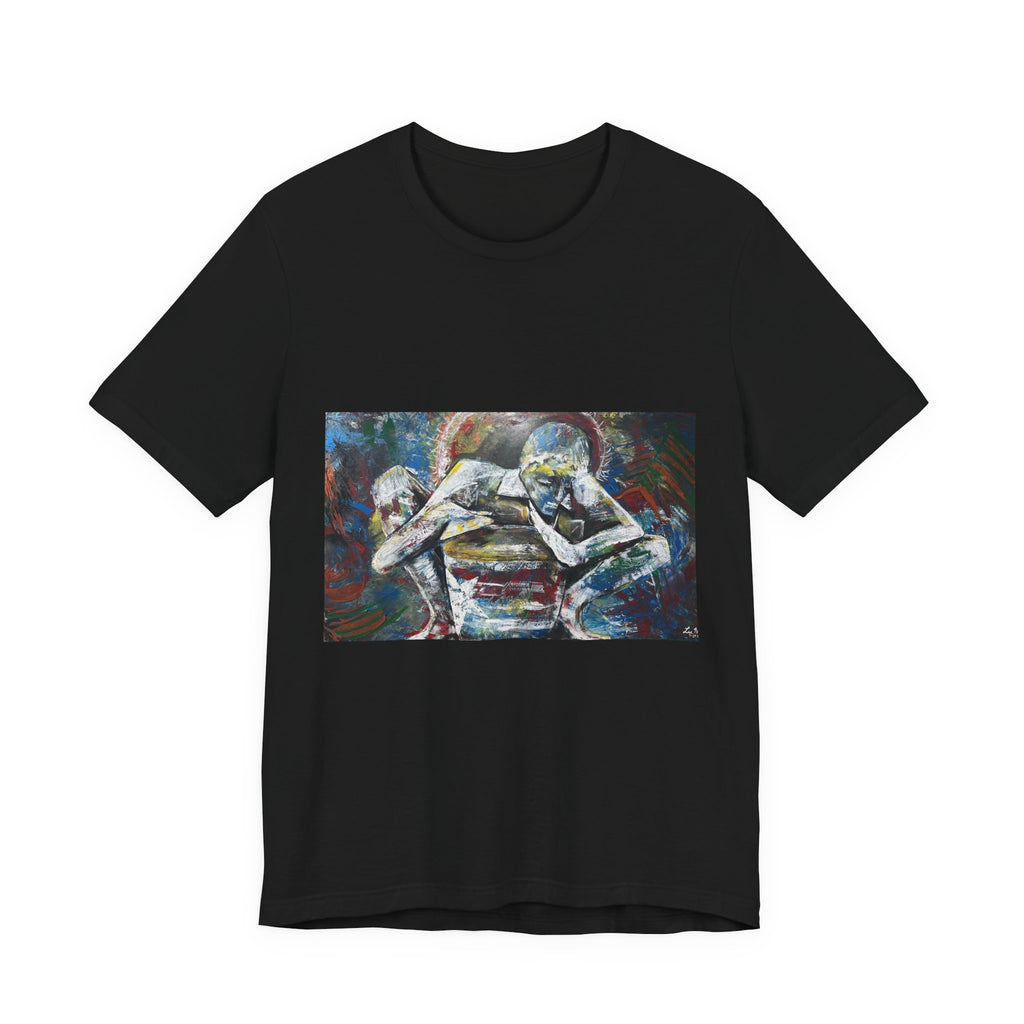 Abstract Emotive Art T-Shirt — Contemplative Figures Painting Tee