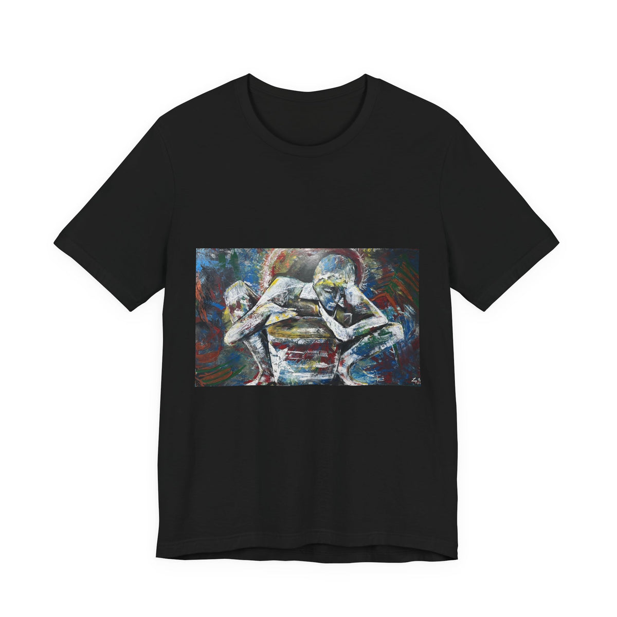 Abstract Emotive Art T-Shirt — Contemplative Figures Painting Tee