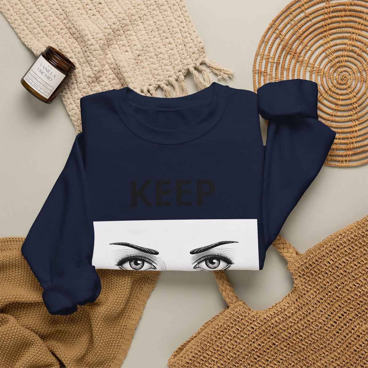 Keep Walking Crewneck Sweatshirt — Bold Eyeglasses Graphic Motivational Pullover