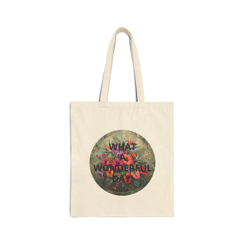 “What a Wonderful World” Floral Canvas Tote Bag