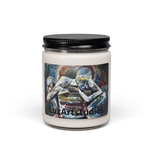 9oz Scented Soy Candle — Abstract Contemplation Art Jar (hand-painted figure design)