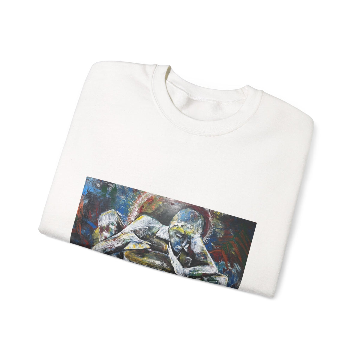 Abstract Thinkers Crewneck Sweatshirt — Reflective Conversation Art