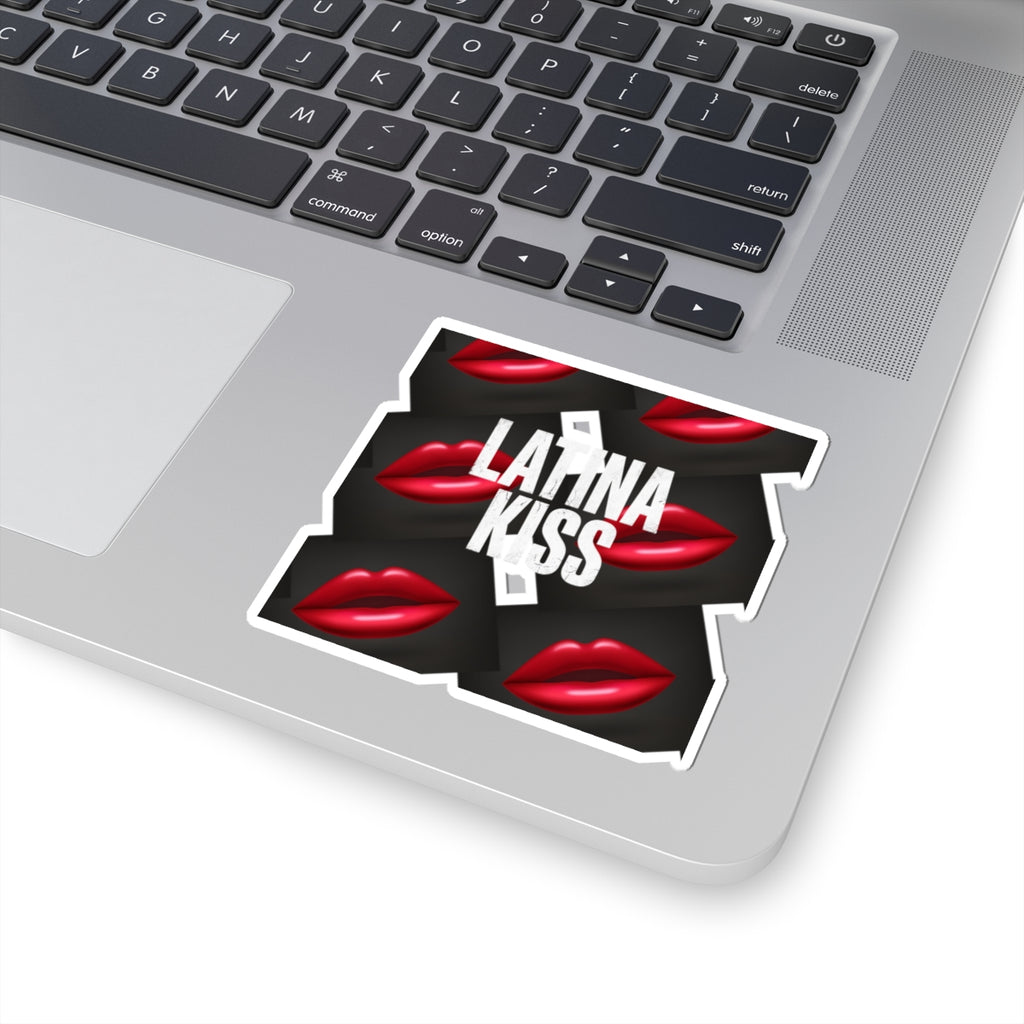 Latina Kiss Sticker — Red Lip Graphic Kiss-Cut Sticker