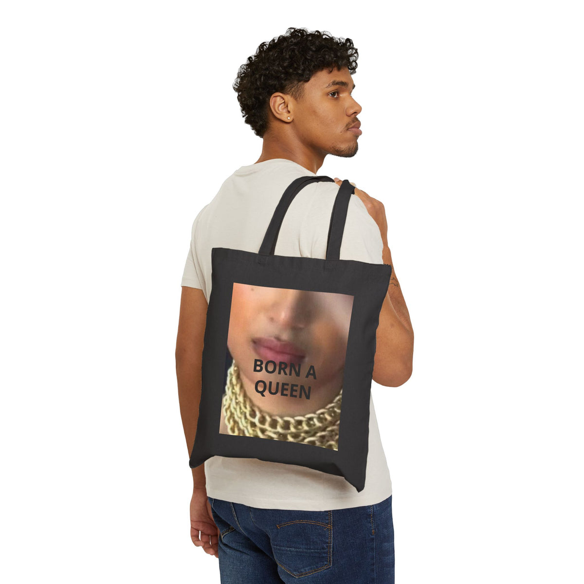 Tote Bag — "Born a Queen" Fashion Portrait Canvas Tote