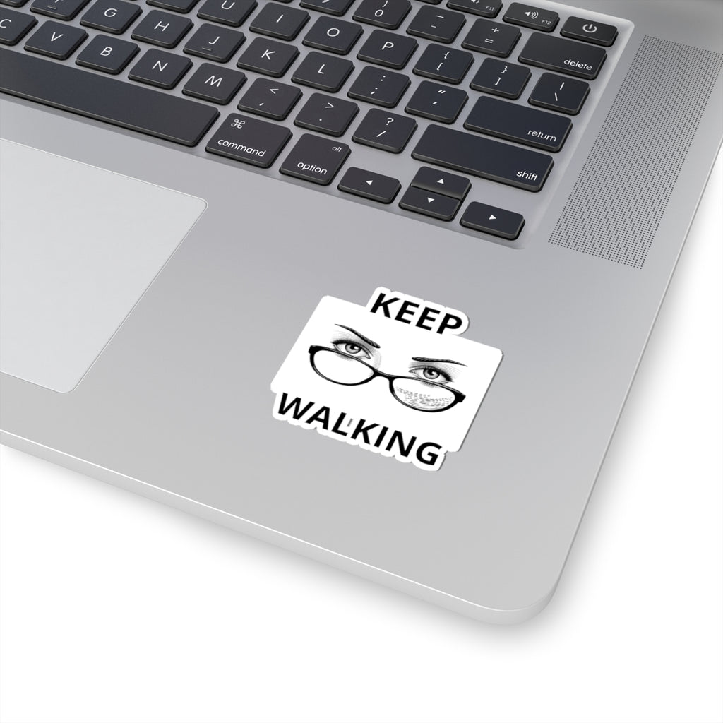 Keep Walking Sticker — Retro Eyeglasses & Eyes Vinyl Kiss-Cut Decal