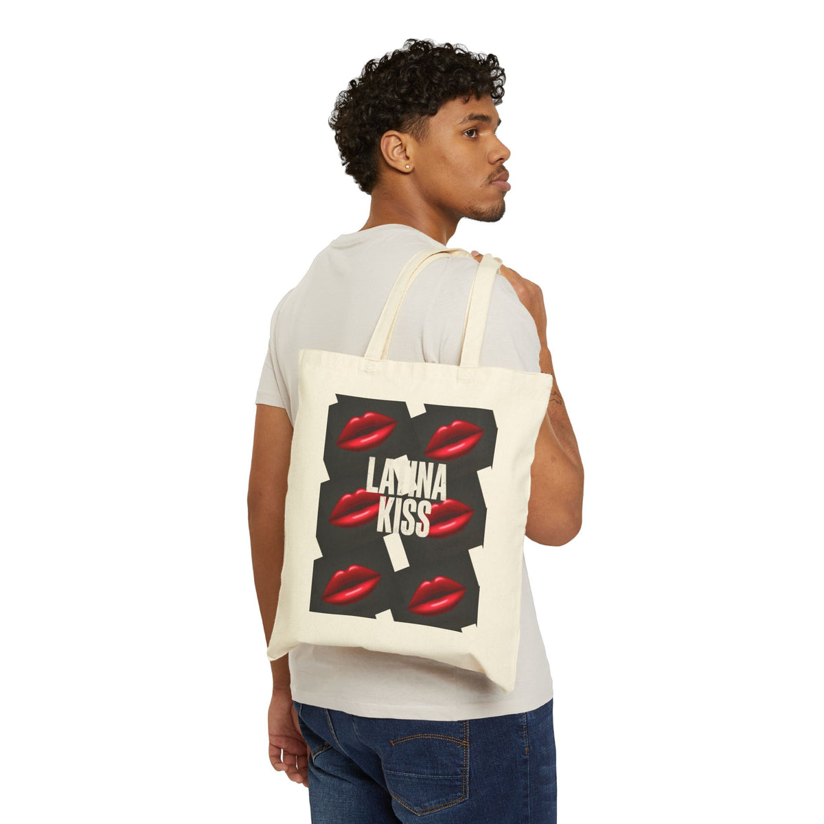 Tote Bag — 'Layna Kiss' Red Lips Graphic Canvas Tote