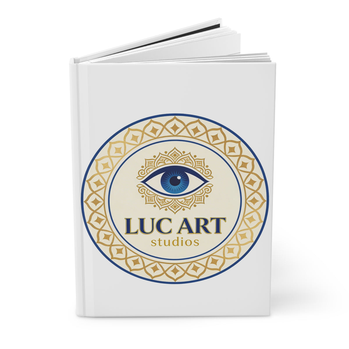 Luc Art Studios Hardcover Journal — Blue Evil Eye Logo Lined Notebook