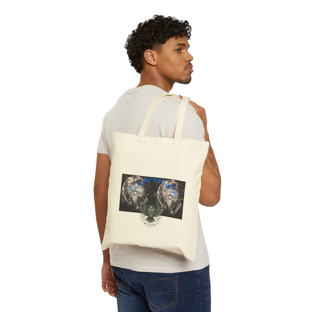 Canvas Tote Bag — Mystical Owl Galaxy Art Tote for Book Lovers & Nature Fans