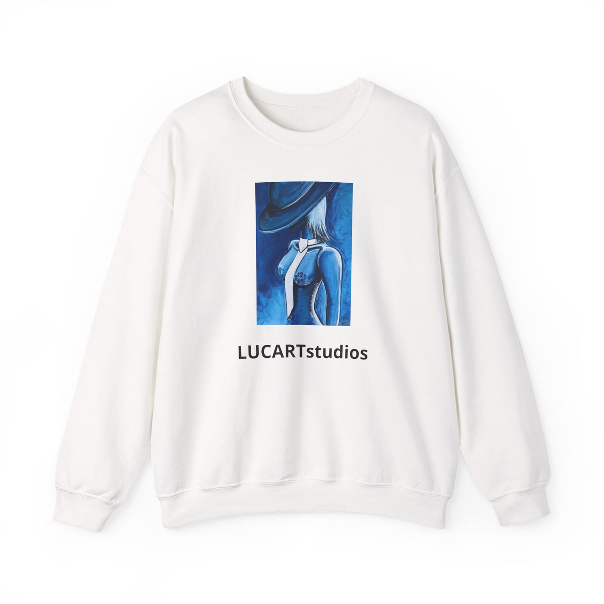 Crewneck Sweatshirt — Blue Abstract Woman Art (LUCARTstudios)