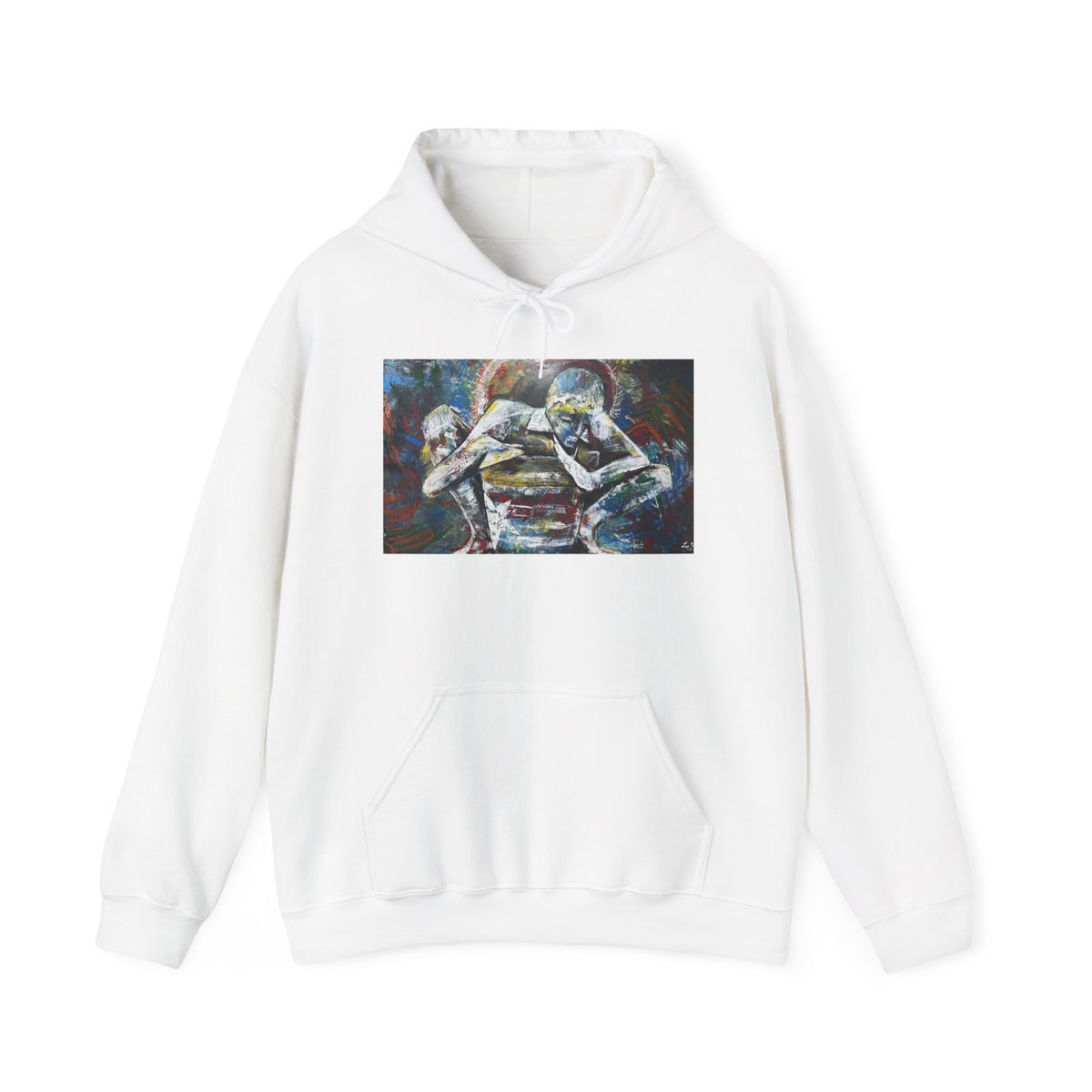 Abstract Wrestlers Hoodie — Artistic Sports Painting Pullover