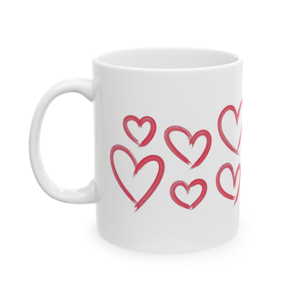 Red Heart Pattern Ceramic Mug