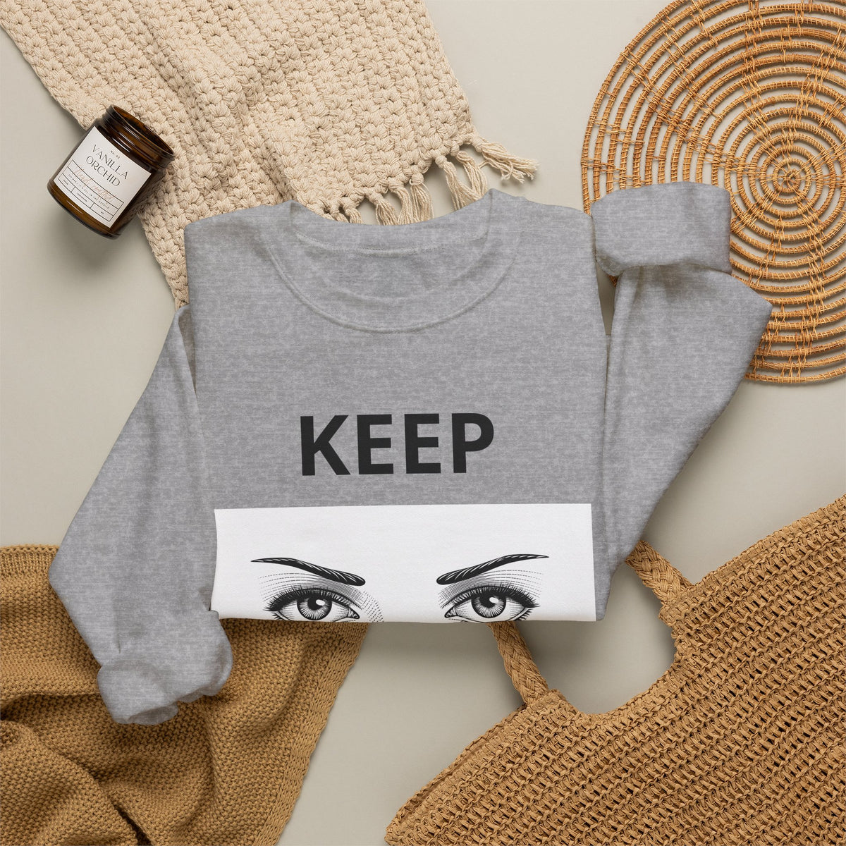 Keep Walking Crewneck Sweatshirt — Bold Eyeglasses Graphic Motivational Pullover