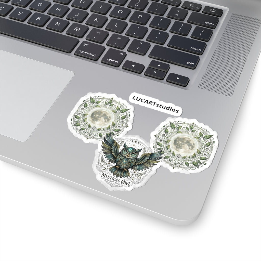 Mystical Owl Kiss-Cut Sticker Pack — Moon Mandala & Owl Decals