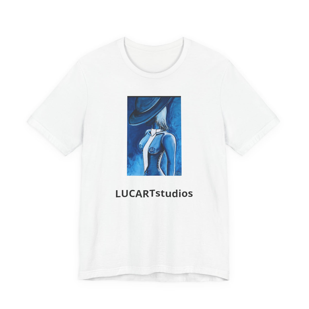 Blue Muse Art Tee — LUCARTstudios Woman in Hat Graphic T-Shirt