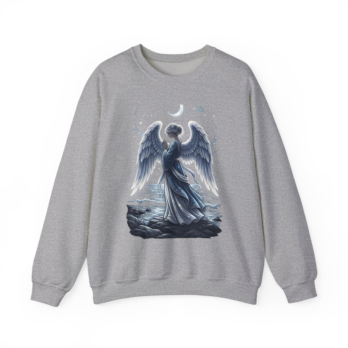 Angel Wings Crewneck Sweatshirt — Moonlit Guardian Graphic