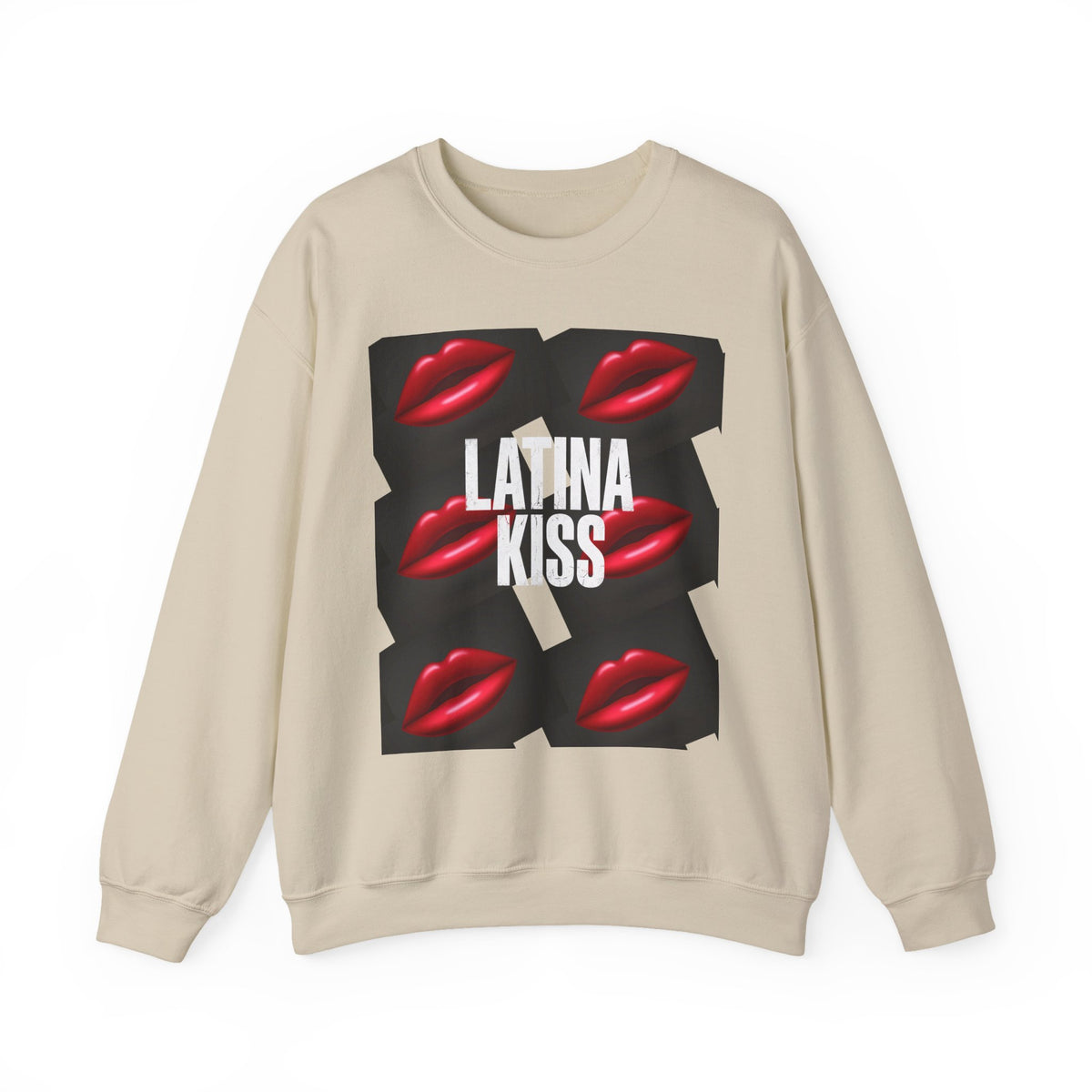 Latina Kiss Crewneck Sweatshirt — Bold Red Lips Graphic
