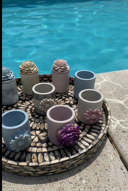 Concrete planter/candle/pen holders