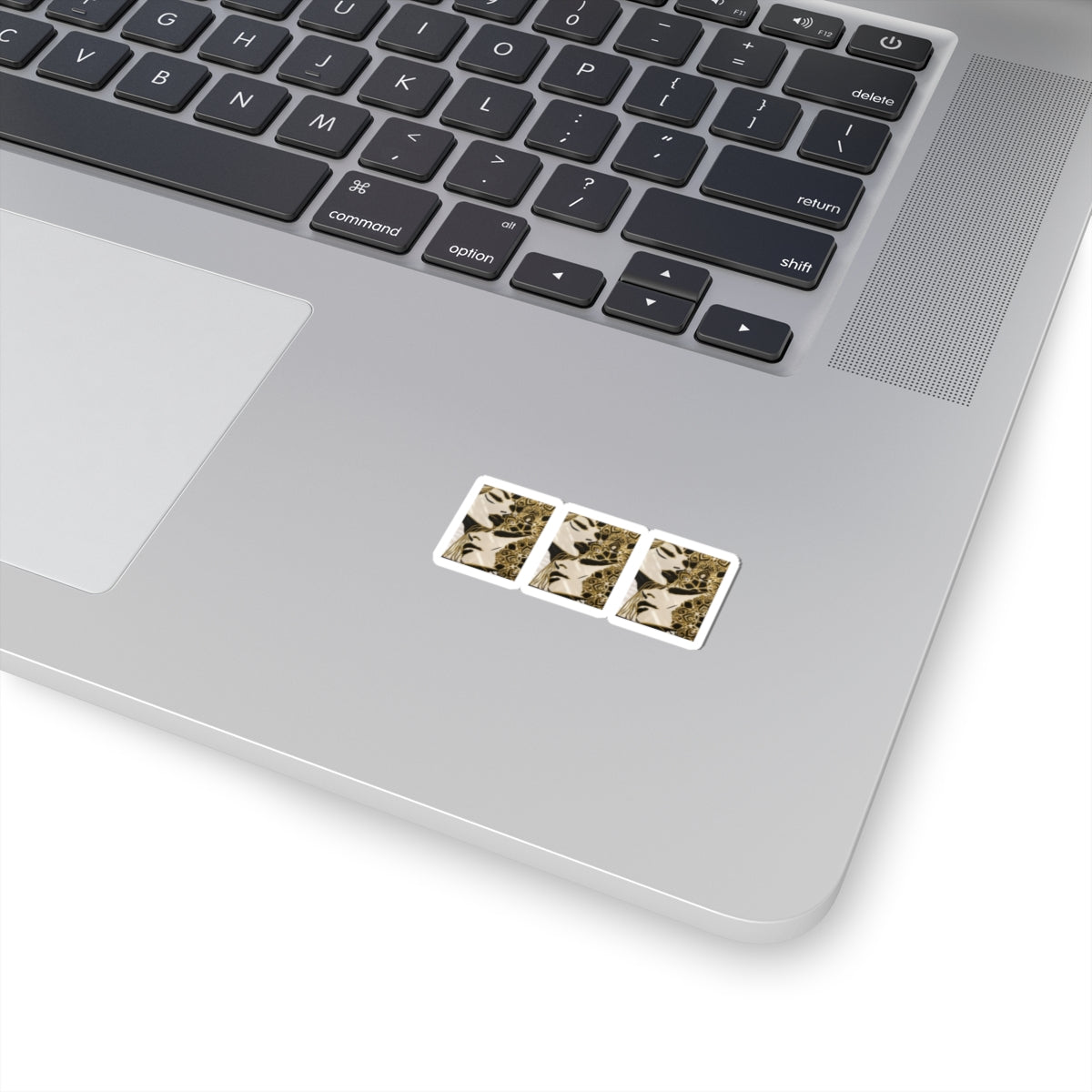 Vintage Floral Face Kiss-Cut Sticker Set — Gold Botanical Art Decal (3-Pack)