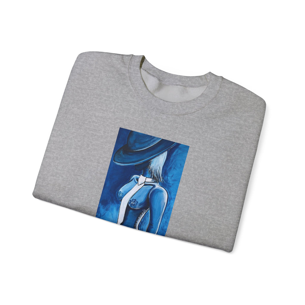 Crewneck Sweatshirt — Blue Abstract Woman Art (LUCARTstudios)