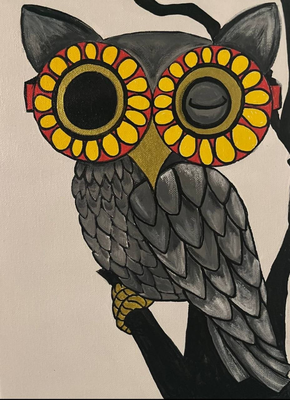 Fashion Owls – Original Hand-Painted Owl Art | Bold Mandala Eye Paintings