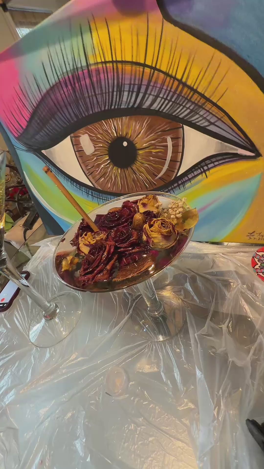 Large resin glass cup art.